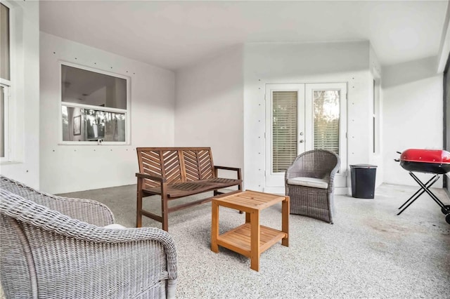 living room with french doors