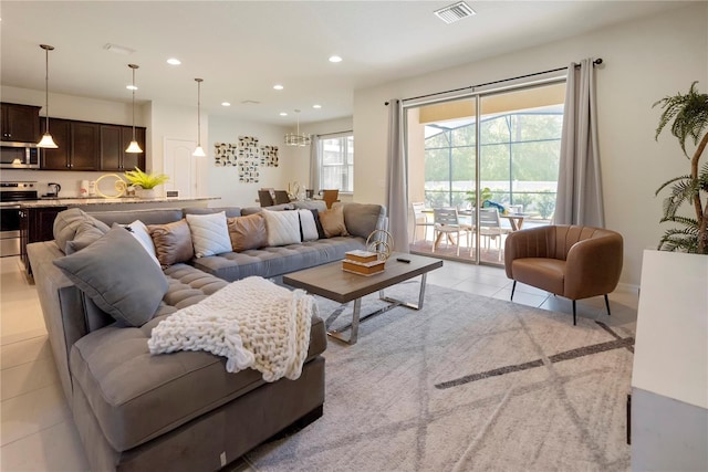 view of tiled living room