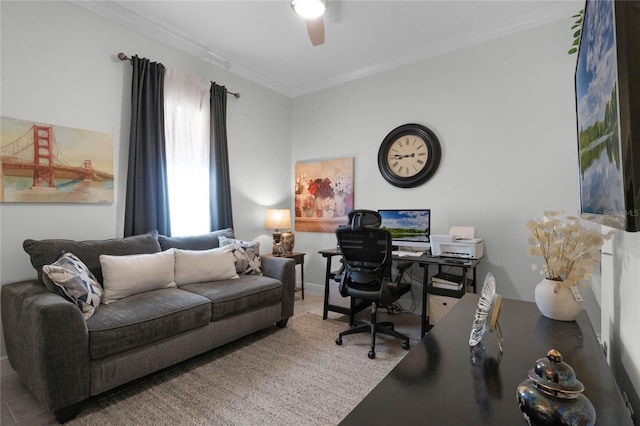 office area featuring ornamental molding