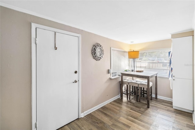 interior space with hardwood / wood-style floors