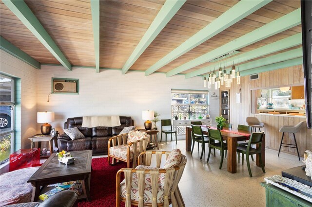 814 S Lakeshore Blvd, Lake Wales, FL 33853 - living room featuring beamed ceiling