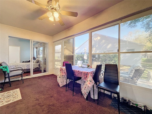 sunroom / solarium with ceiling fan