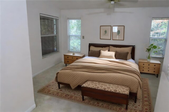 bedroom featuring ceiling fan