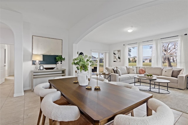 dining room featuring light tile patterned flooring