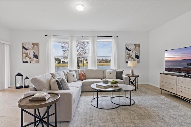 view of tiled living room