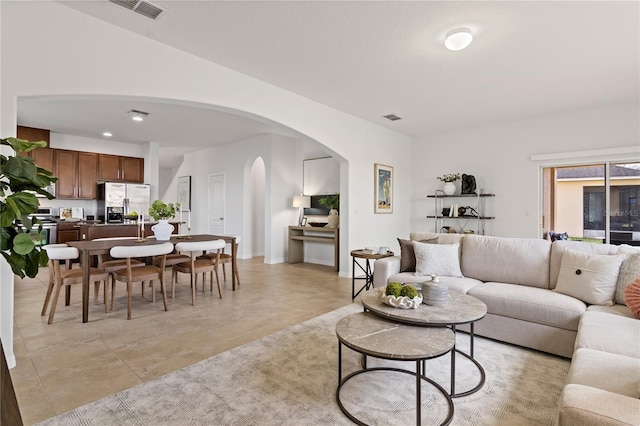 view of tiled living room