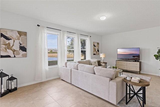 view of tiled living room