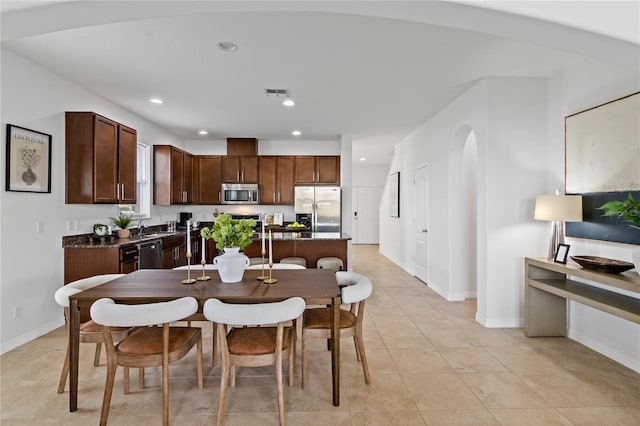 view of tiled dining room