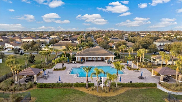 view of pool with a gazebo, a yard, and a patio area