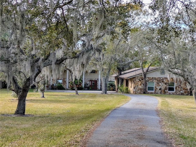 view of front of house with a front lawn