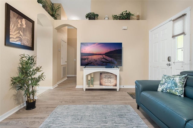 living room featuring light hardwood / wood-style floors