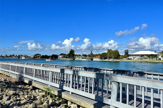 dock area featuring a water view