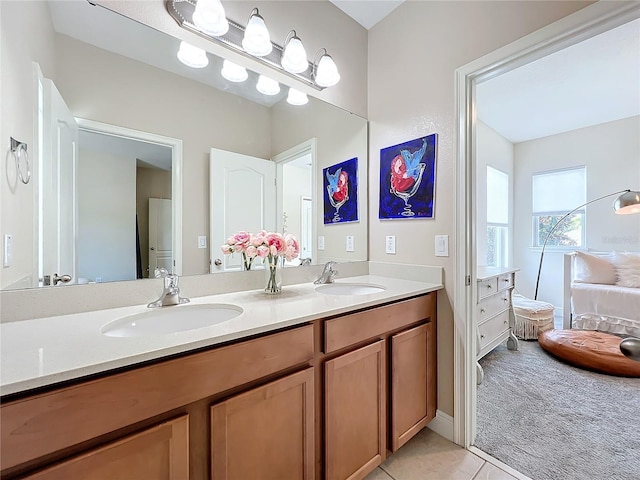 bathroom featuring vanity and tile patterned flooring