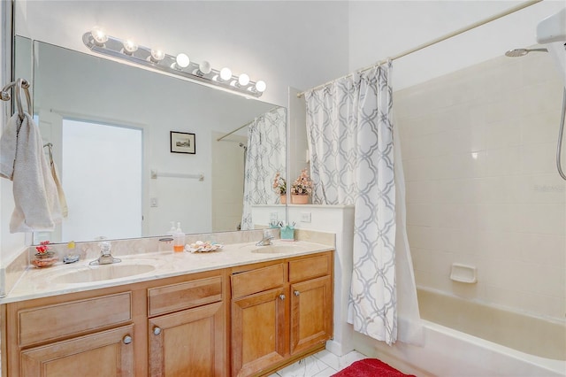 bathroom featuring vanity and shower / tub combo