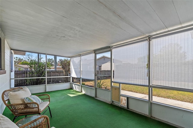 view of unfurnished sunroom