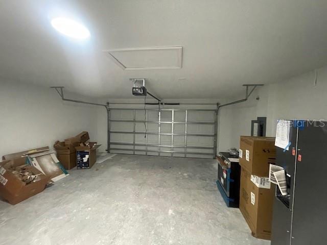 garage with a garage door opener