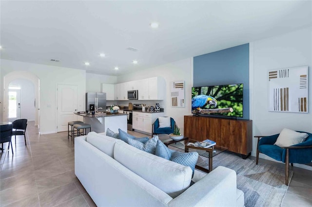 view of tiled living room