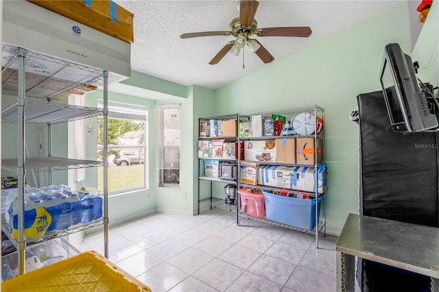 storage area with ceiling fan