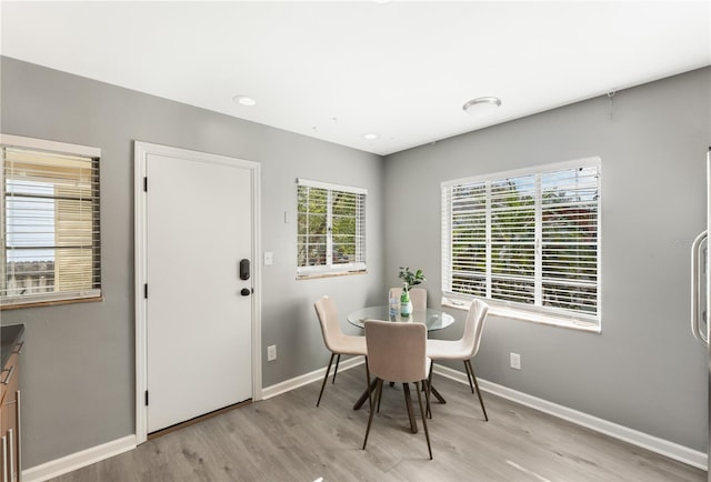 dining area featuring light hardwood / wood-style floors