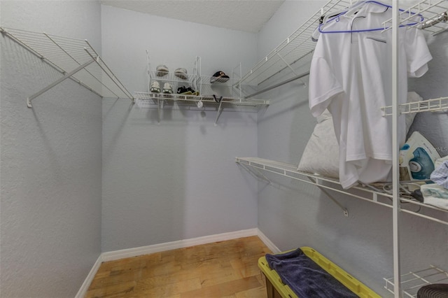 spacious closet featuring hardwood / wood-style floors