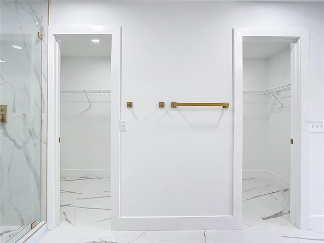 bathroom featuring walk in shower