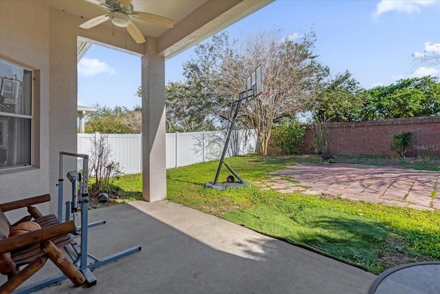 view of patio / terrace with ceiling fan