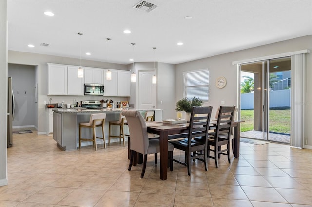 view of tiled dining space