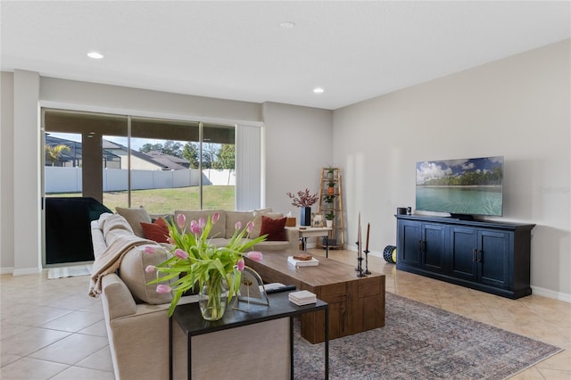 view of tiled living room