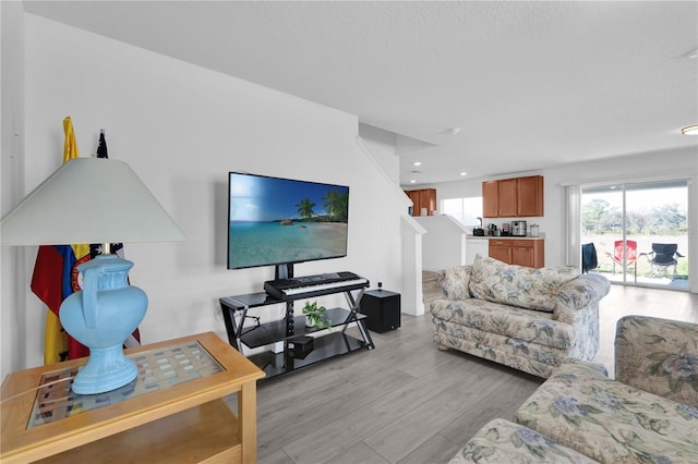 living room featuring light hardwood / wood-style flooring