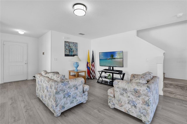 living room featuring light hardwood / wood-style flooring