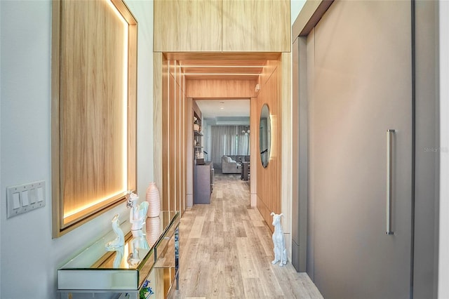 hallway with light wood-type flooring