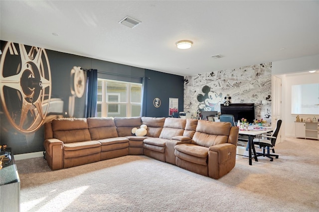 living room featuring carpet flooring