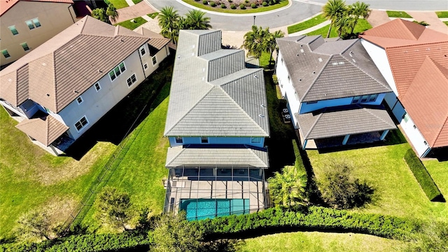 drone / aerial view with a residential view