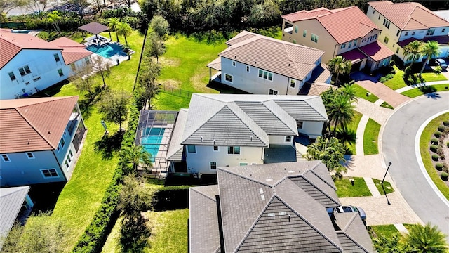 bird's eye view with a residential view