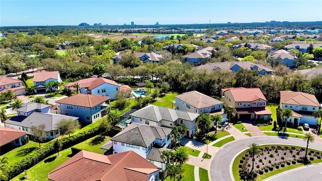 aerial view with a residential view