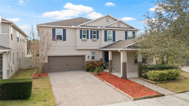 view of front of house with a garage