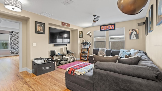 living room with light wood-type flooring