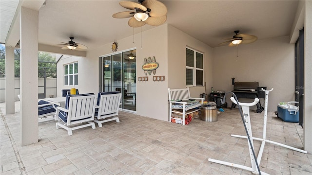 view of patio / terrace with ceiling fan