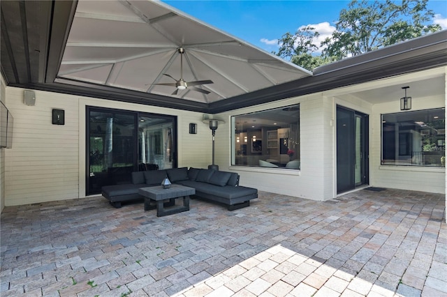 view of patio / terrace featuring outdoor lounge area and ceiling fan