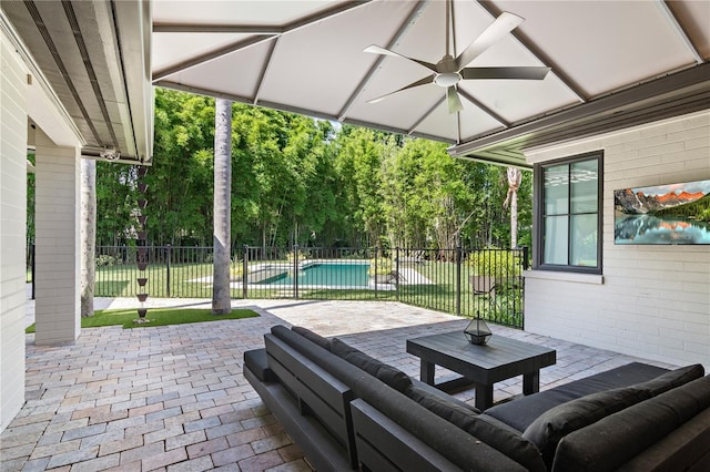 view of patio / terrace featuring ceiling fan