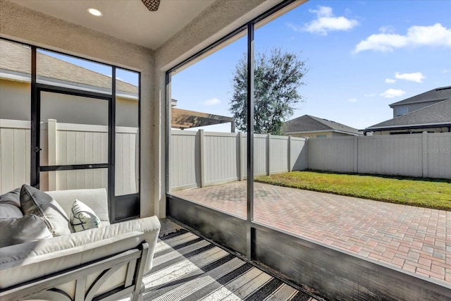 view of unfurnished sunroom