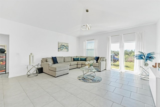 view of tiled living room