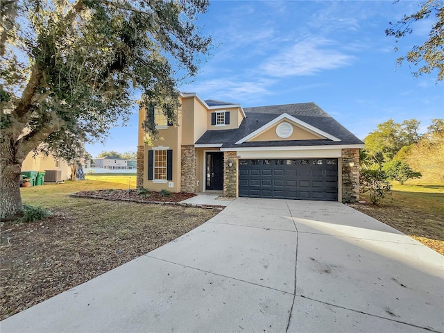 view of front of home with a garage