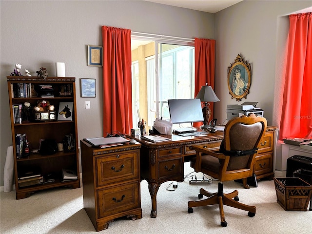 view of carpeted office space