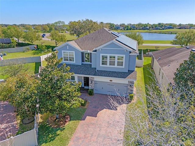 bird's eye view featuring a water view