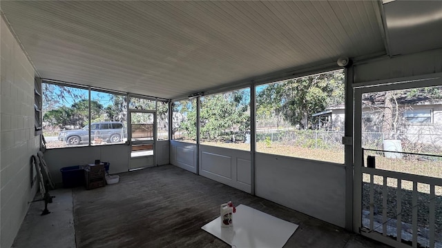 view of unfurnished sunroom