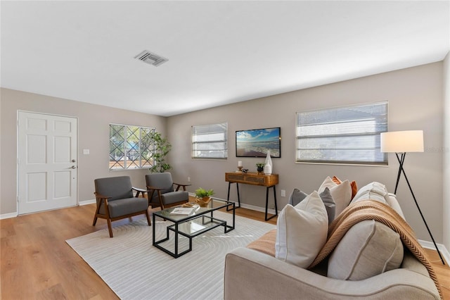 living room featuring light hardwood / wood-style floors