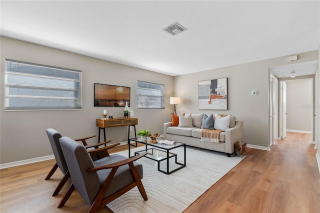 living room featuring light hardwood / wood-style flooring