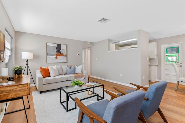 living room featuring light hardwood / wood-style flooring