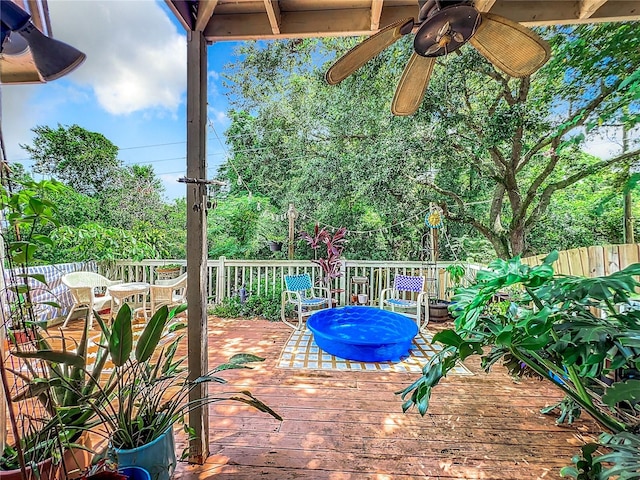 deck featuring ceiling fan